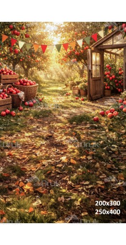 Tło fotograficzne „Jesienny sad jabłoni w złotym świetle” | 4021